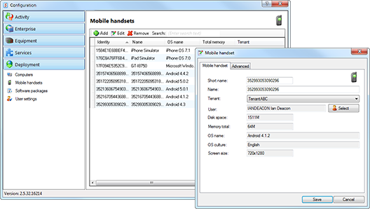 Mobile handset configuration