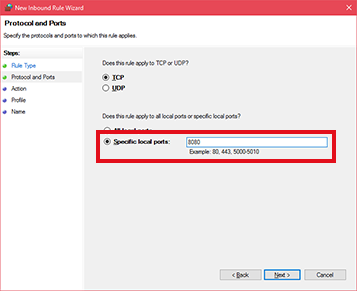 Windows Firewall Inbound Rule Wizard