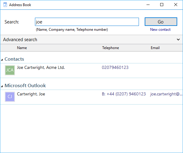 Address Book window Address Book window