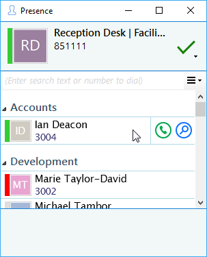 Presence window Presence window